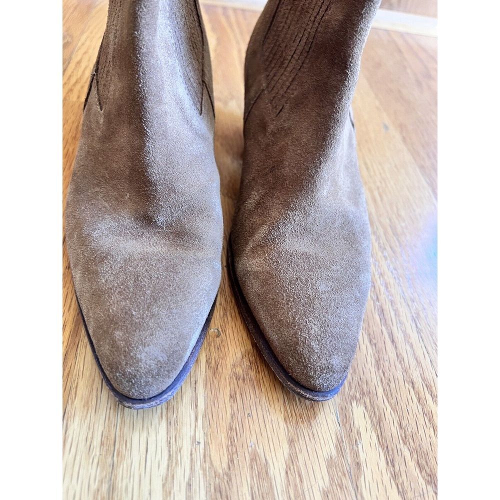Sandro Leather Suede ankle boots Brown with elastic Size 36 Round Toe Block Heel - Picture 11 of 11